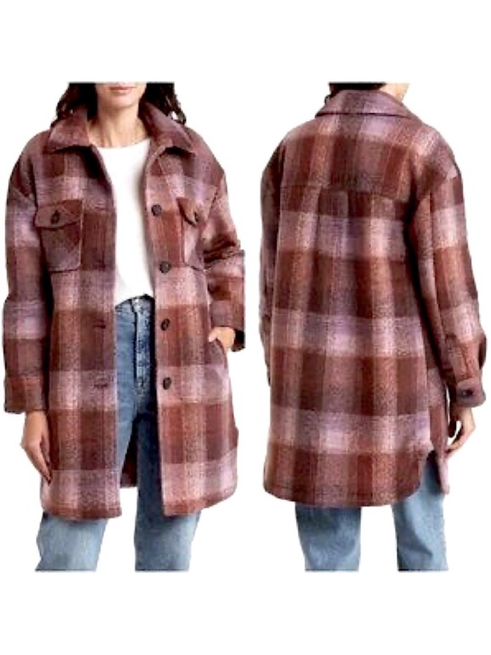 Lucky brand brushed fleece flannel jacket small